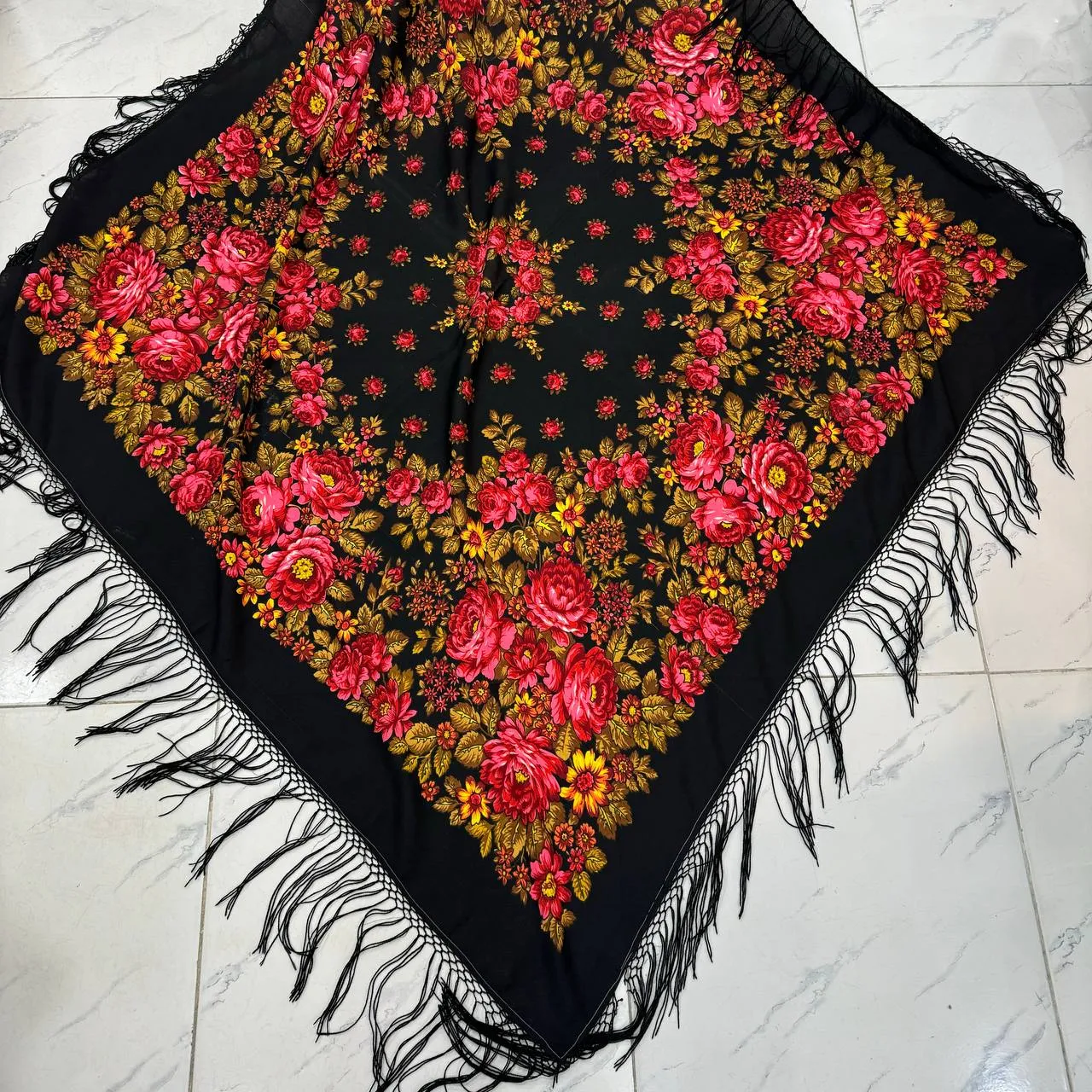 روسری ترکمن اصل کد 1408 ترکیه جنس نخی ریشه دستباف چهار فصل بدون چروک