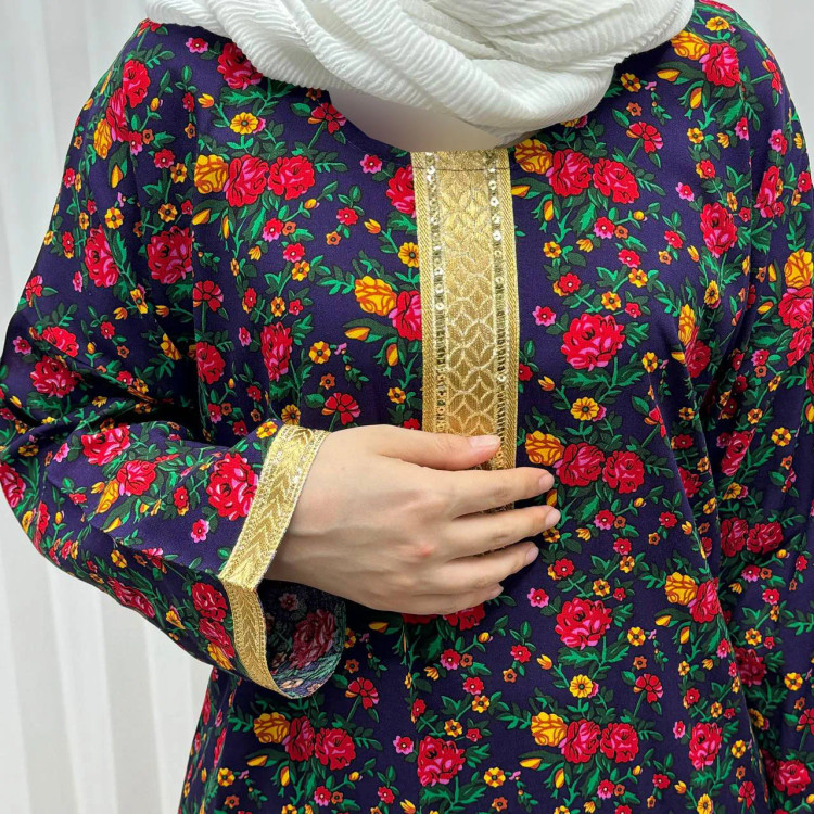 پیراهن ساحلی زنانه ترکمنستان طلاکوب گل ریز فری سایز تا 54 جنس نخی چهارفصل شیک