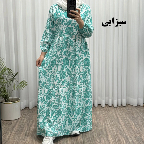 پیراهن نخی زنانه فری سایز تا 50 چهارفصل شیک و راحت بنددار سایه نمیندازد