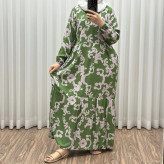 پیراهن ساحلی کرپ طرح فلور فری سایز تا 46 قد 135 کمربنددار شیک راحت چهارفصل