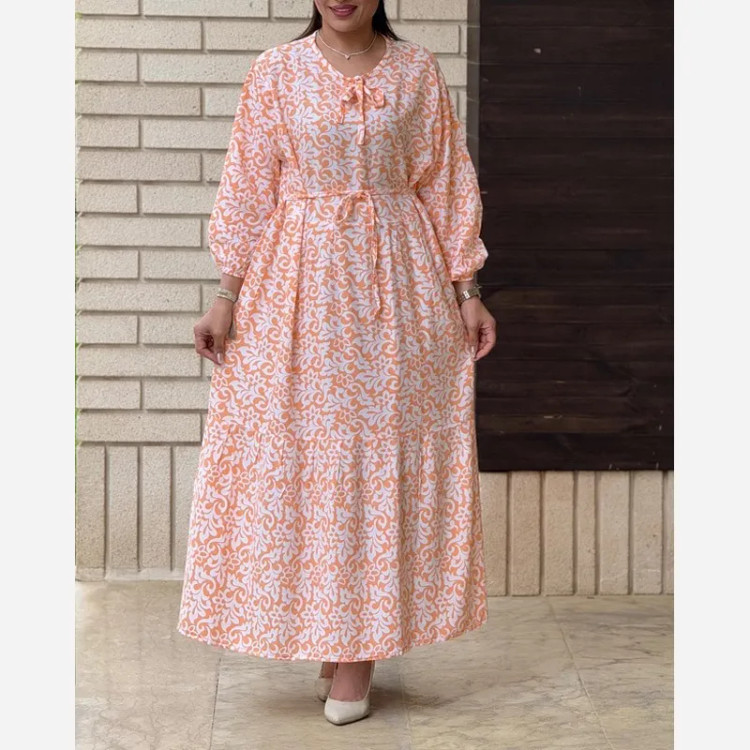 پیراهن ساحلی نخی ملیکا فری سایز تا 48 کمربنددار چهارفصل شیک راحت بدون سایه اندازی