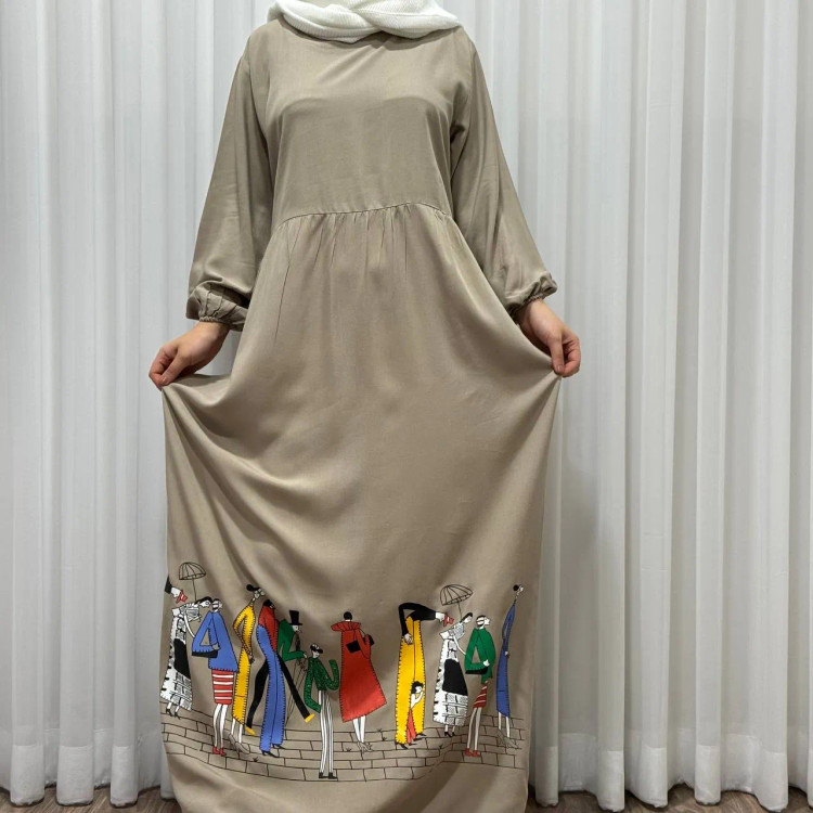 پیراهن ساحلی زنانه نخی فری سایز تا 48 قد 133 کمر بند دار شیک راحت چهارفصل