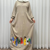 پیراهن ساحلی زنانه نخی فری سایز تا 48 قد 133 کمر بند دار شیک راحت چهارفصل