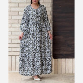 پیراهن ساحلی نخی ملیکا فری سایز تا 48 کمربنددار چهارفصل شیک راحت بدون سایه اندازی