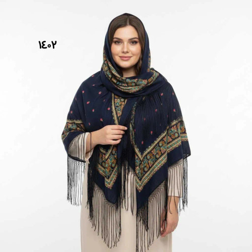 روسری ترکمن اصل کد 1402 ترکیه جنس نخی قواره 140-150 سانت ریشه دستباف 4 فصل