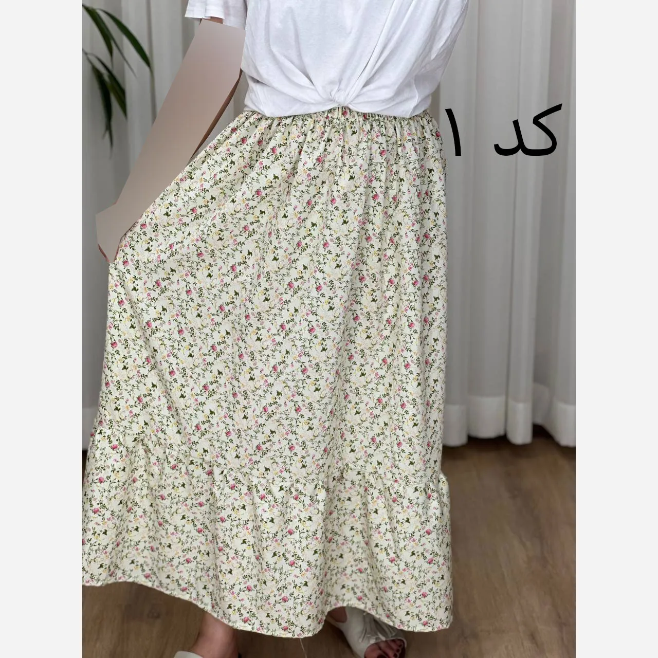 دامن نخ آلمان گلریز فری سایز تا 48 قد 95 سانتیمتر سایه نمیاندازد چهارفصل مناسب بارداری