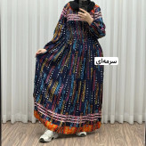 پیراهن ساحلی آستین دار هندی اطلس فری سایز تا 52 کریشه چهارفصل شیک و راحت بدون بدن نما