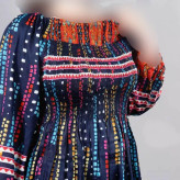 پیراهن ساحلی آستین دار هندی اطلس فری سایز تا 52 کریشه چهارفصل شیک و راحت بدون بدن نما