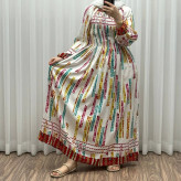 پیراهن ساحلی آستین دار هندی اطلس فری سایز تا 52 کریشه چهارفصل شیک و راحت بدون بدن نما