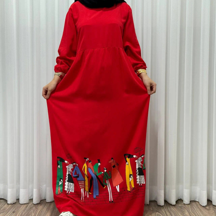 پیراهن ساحلی زنانه نخی فری سایز تا 48 قد 133 کمر بند دار شیک راحت چهارفصل