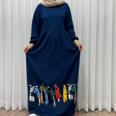 پیراهن ساحلی زنانه نخی فری سایز تا 48 قد 133 کمر بند دار شیک راحت چهارفصل