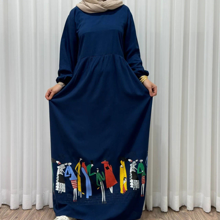 پیراهن ساحلی زنانه نخی فری سایز تا 48 قد 133 کمر بند دار شیک راحت چهارفصل