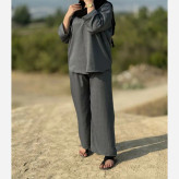 ست بلوز شلوار صوفیا فری سایز زنانه مناسب تا سایز 50 چهارفصل شیک و راحت بدون آبرفت و رنگ رفت