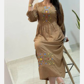 پیراهن نخی فری سایز زنانه مدل آرشیدا کد 1329 تنخور شیک و راحت چهارفصل