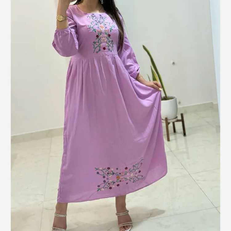 پیراهن نخی فری سایز زنانه مدل آرشیدا کد 1329 تنخور شیک و راحت چهارفصل