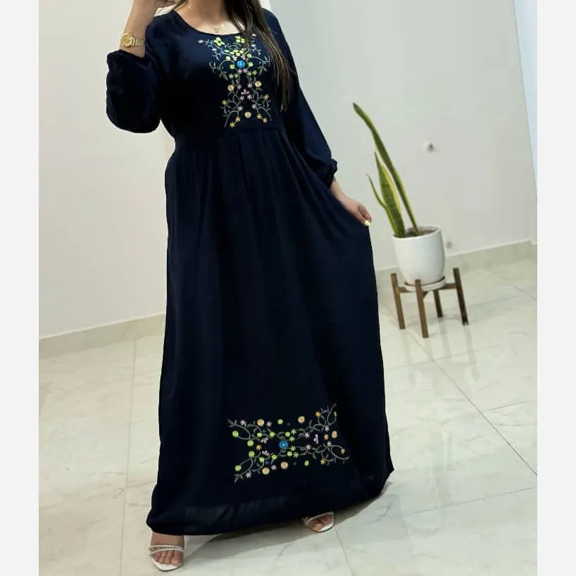 پیراهن نخی فری سایز زنانه مدل آرشیدا کد 1329 تنخور شیک و راحت چهارفصل