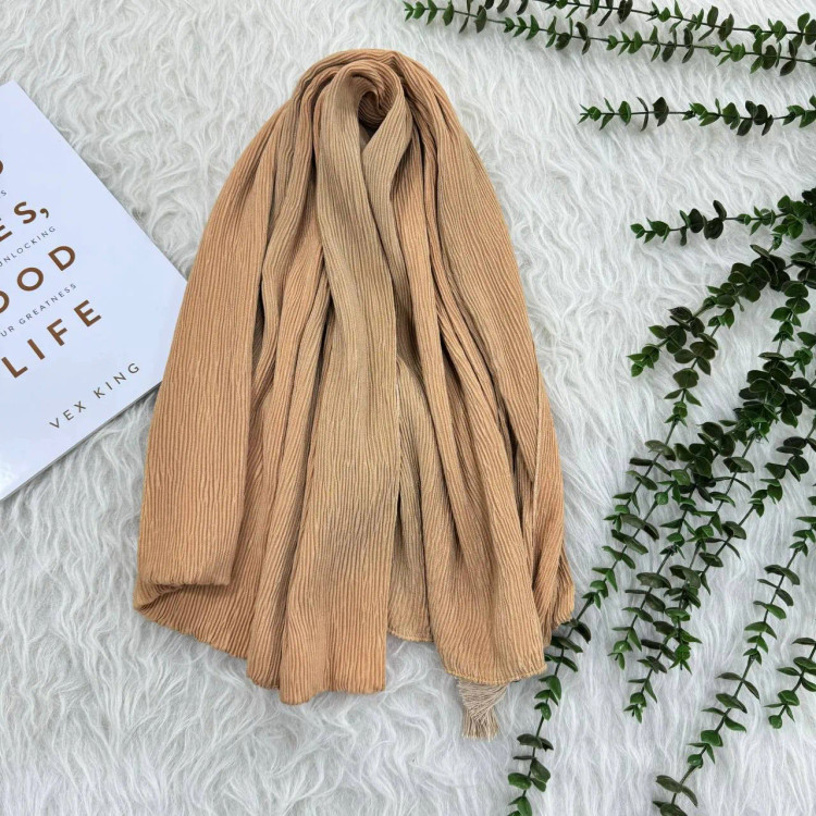 شال نخی برشکا ساده قواره بزرگ 200x75 سانتی بدون آبرفت و چروک