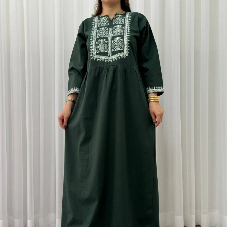 پیراهن لینن چاپی ساره فری سایز تا 48 بنددار چهارفصل شیک راحت بدون آبرفت و رنگرفت