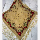 روسری ترکمن پشمی اصیل زنانه قواره بزرگ طرح سنتی روسیه 148x148