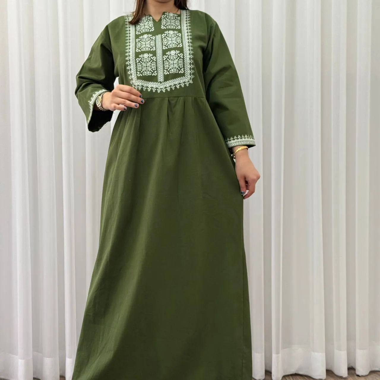 پیراهن لینن چاپی ساره فری سایز تا 48 بنددار چهارفصل شیک راحت بدون آبرفت و رنگرفت