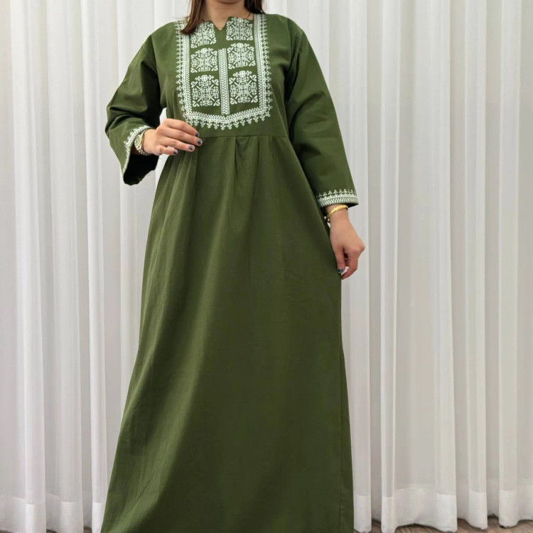 پیراهن لینن چاپی ساره فری سایز تا 48 بنددار چهارفصل شیک راحت بدون آبرفت و رنگرفت