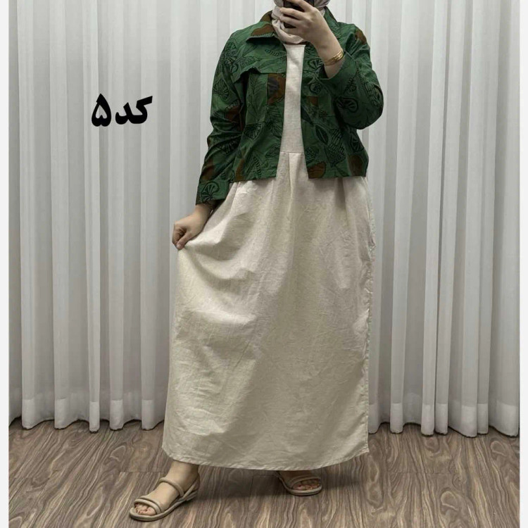 کت سارافون مدل یاپراق پاموق کد 1525 فری سایز لینن مناسب تا سایز 46 چهارفصل