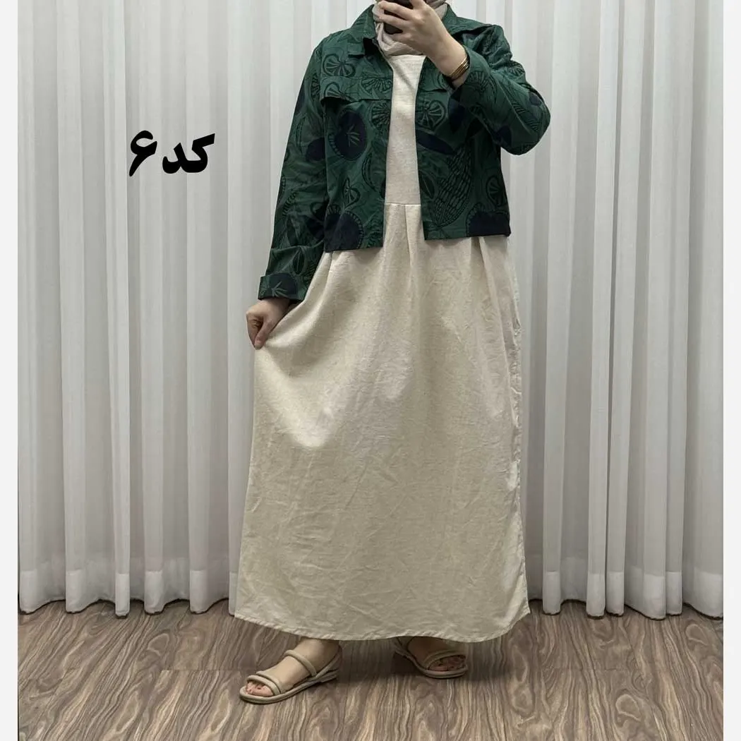 کت سارافون مدل یاپراق پاموق کد 1525 فری سایز لینن مناسب تا سایز 46 چهارفصل