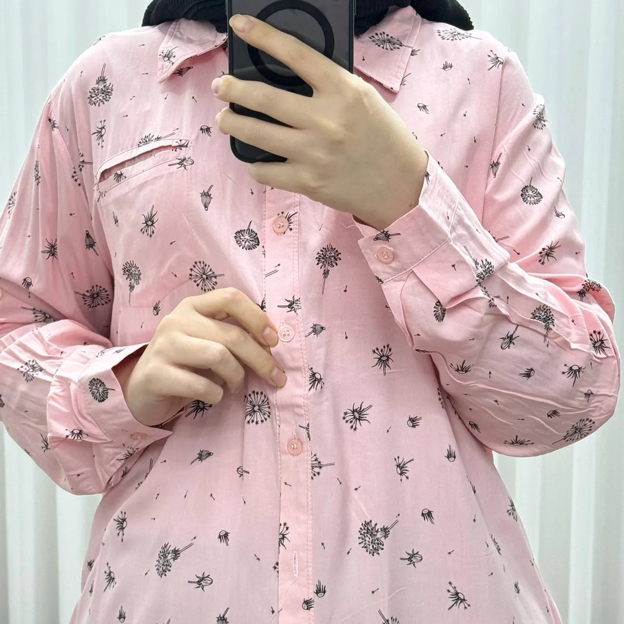 شومیز نخی زنانه مدل قاصدک فری سایز تا 50 کد 1366 تنخور شیک و راحت چهارفصل دکمهدار بدون سایه انداختن