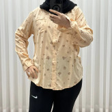 شومیز نخی زنانه مدل قاصدک فری سایز تا 50 کد 1366 تنخور شیک و راحت چهارفصل دکمهدار بدون سایه انداختن