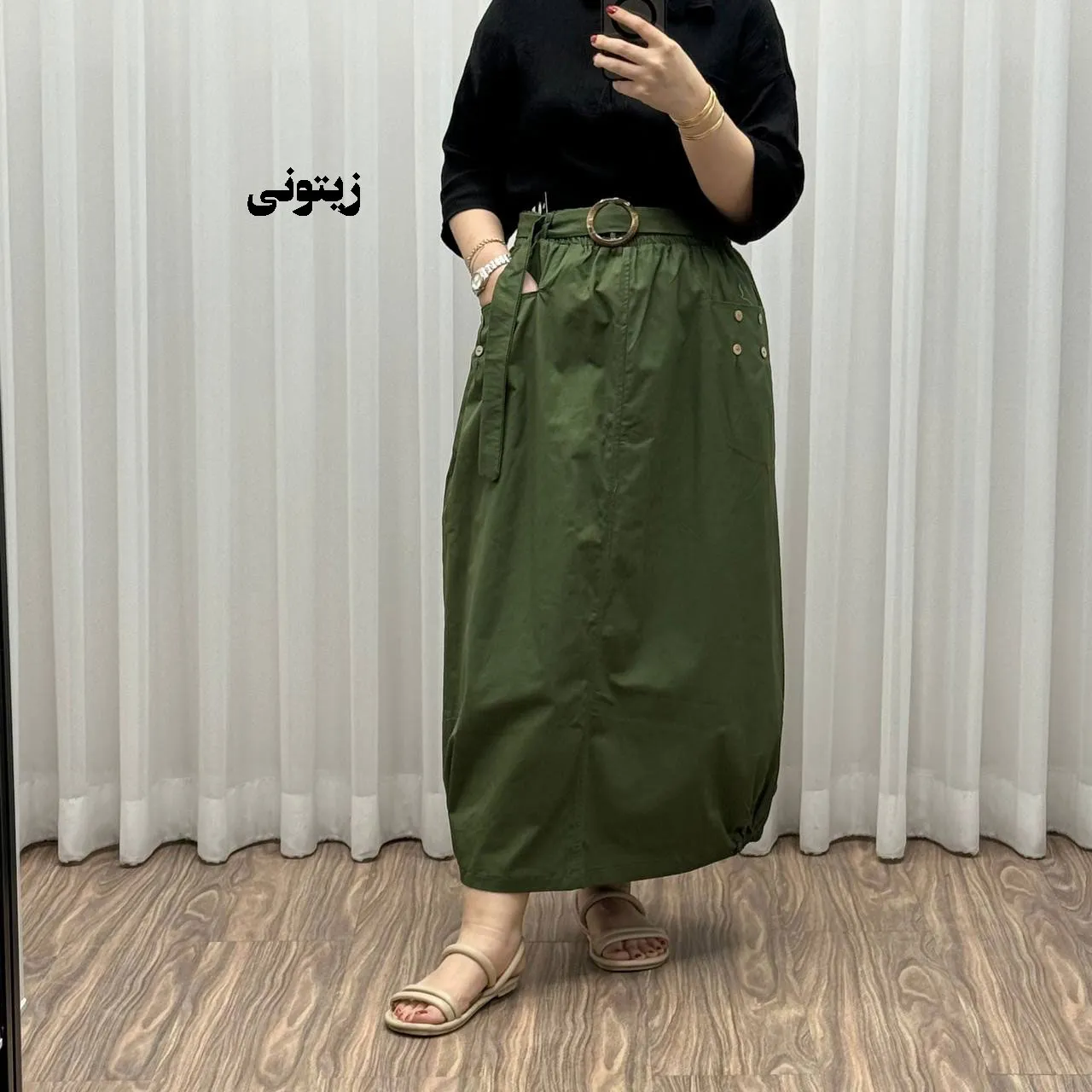 دامن کتان زنانه فری سایز شیک و راحت کد 1301 مناسب تا سایز 48 چهارفصل