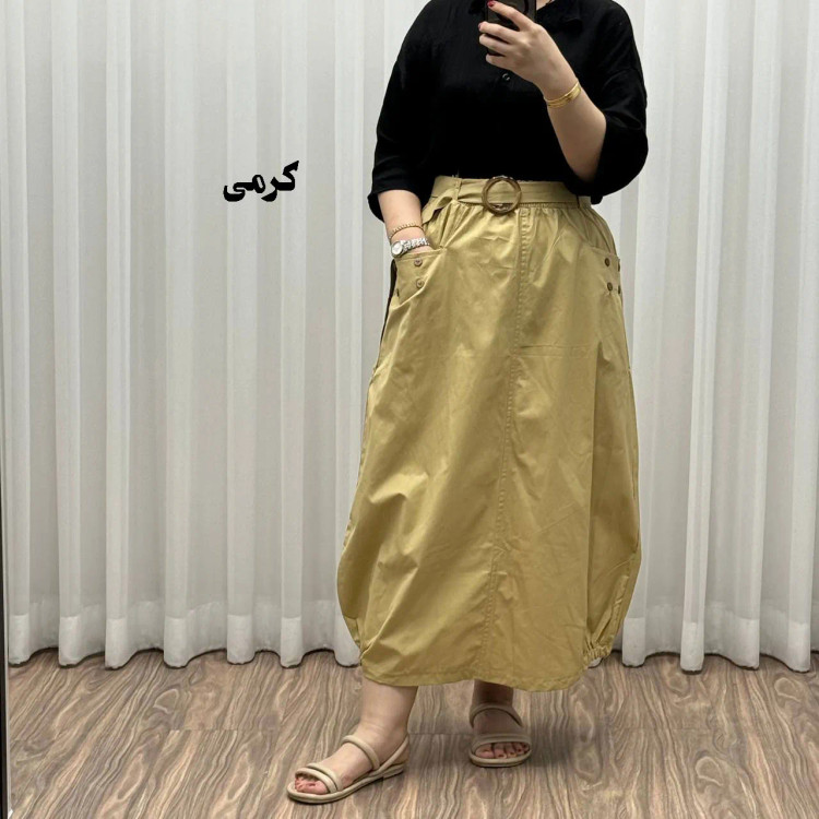 دامن کتان زنانه فری سایز شیک و راحت کد 1301 مناسب تا سایز 48 چهارفصل