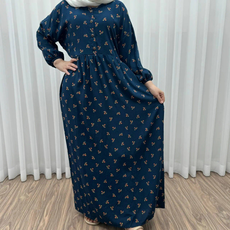 پیراهن ساحلی زنانه گلریز جلو دکمه دار فری سایز تا 46 جنس نخ کمربند دار مناسب چهار فصل