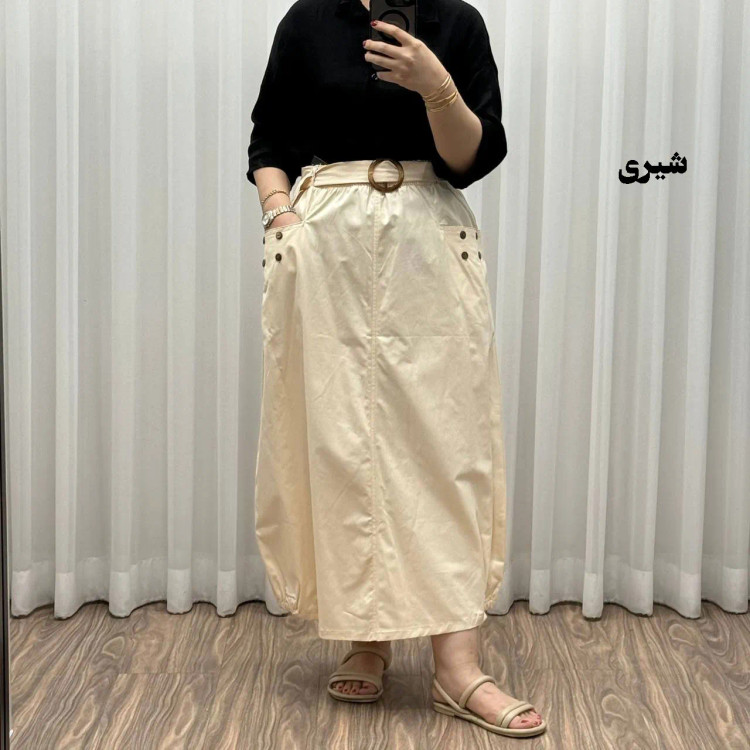 دامن کتان زنانه فری سایز شیک و راحت کد 1301 مناسب تا سایز 48 چهارفصل