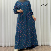 پیراهن ساحلی زنانه گلریز نخی فری سایز تا 48 آیدایی کمربند دار شیک و راحت چهارفصل