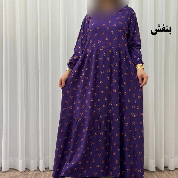 پیراهن ساحلی زنانه گلریز نخی فری سایز تا 48 آیدایی کمربند دار شیک و راحت چهارفصل