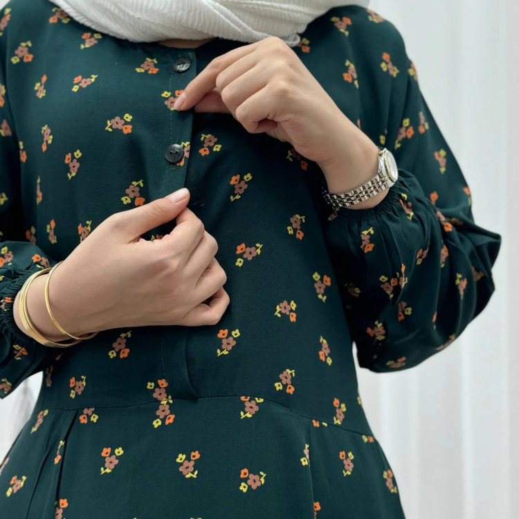 پیراهن ساحلی زنانه گلریز جلو دکمه دار فری سایز تا 46 جنس نخ کمربند دار مناسب چهار فصل