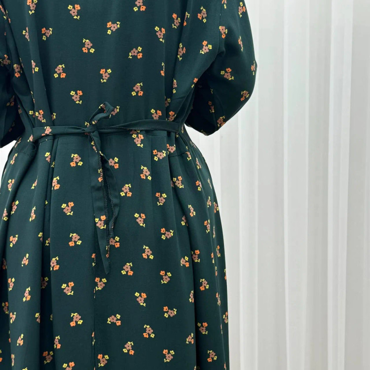 پیراهن ساحلی زنانه گلریز جلو دکمه دار فری سایز تا 46 جنس نخ کمربند دار مناسب چهار فصل