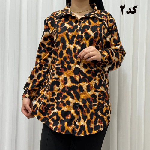 شومیز زنانه مجلسی پلنگی کرپ الیزه فری سایز تا 48 چهارفصل شیک و راحت بدون چروک و آبرفت