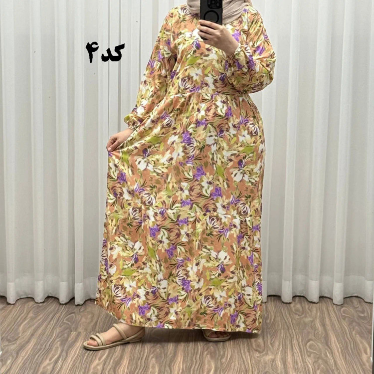 پیراهن نخی خارجی مدل هیوا فری سایز مناسب تا سایز 50 چهارفصل شیک راحت با بند کمر و کمربند بدون دکمه جلو بدون سایه انداختن