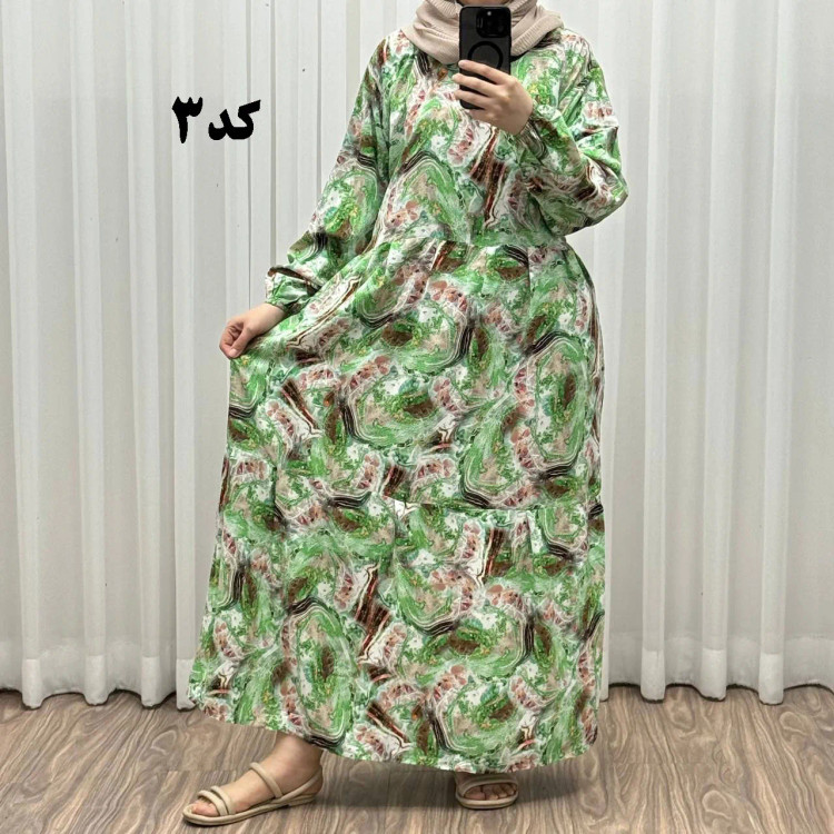 پیراهن نخی خارجی مدل هیوا فری سایز مناسب تا سایز 50 چهارفصل شیک راحت با بند کمر و کمربند بدون دکمه جلو بدون سایه انداختن