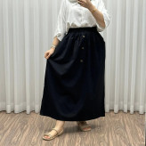 دامن لینن شمسی کد 1371 فری سایز تا 48 قد 95 سانتیمتر چهارفصل زنانه روزمره