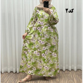 پیراهن نخی خارجی مدل هیوا فری سایز مناسب تا سایز 50 چهارفصل شیک راحت با بند کمر و کمربند بدون دکمه جلو بدون سایه انداختن