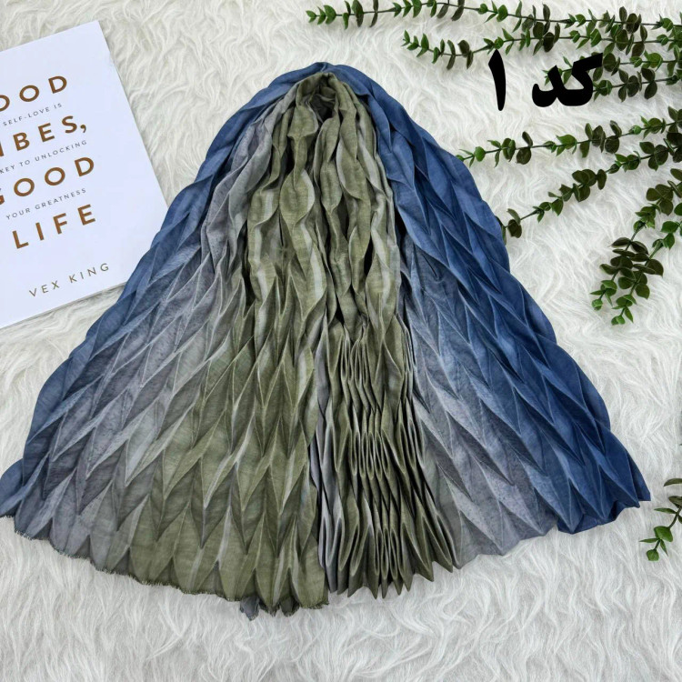 شال پلیسه طیفی کد 1004 نخی قواره 210x80 سانتیمتر بدون آبرفت و رنگ رفت