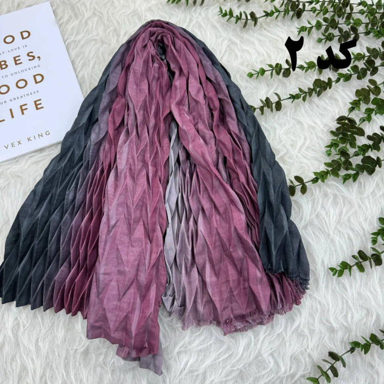 شال پلیسه طیفی کد 1004 نخی قواره 210x80 سانتیمتر بدون آبرفت و رنگ رفت