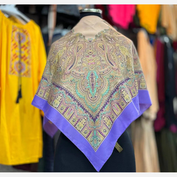 مینی اسکارف ترکمن کد R100202 نخ ترک 80x80 ترکیه Softel پاییز زمستان بهار