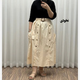 دامن کتان زنانه فری سایز تا 48 قد 90 سانتیمتر چهارفصل شیک و راحت بدون آبرفت و رنگ رفتگی