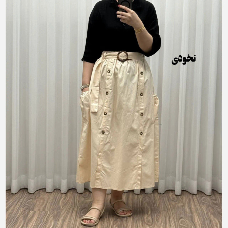 دامن کتان زنانه فری سایز تا 48 قد 90 سانتیمتر چهارفصل شیک و راحت بدون آبرفت و رنگ رفتگی