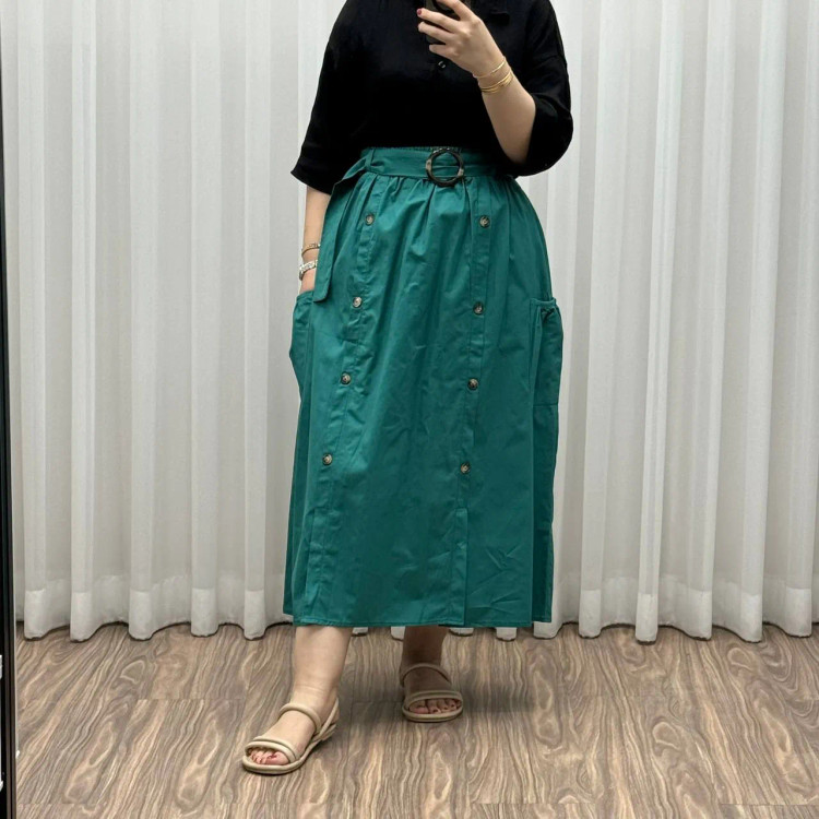 دامن کتان زنانه فری سایز تا 48 قد 90 سانتیمتر چهارفصل شیک و راحت بدون آبرفت و رنگ رفتگی