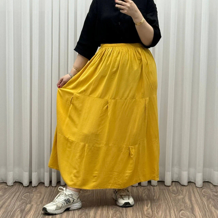 دامن نخی طبقهای ساده فری سایز زنانه تا سایز 50 تنخور شیک و راحت مناسب چهارفصل