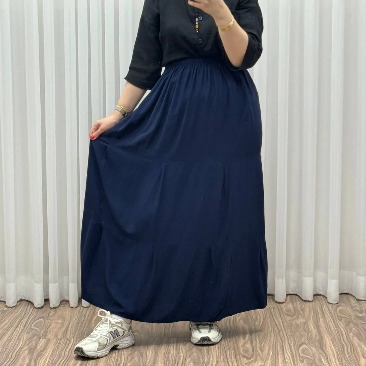 دامن نخی طبقهای ساده فری سایز زنانه تا سایز 50 تنخور شیک و راحت مناسب چهارفصل